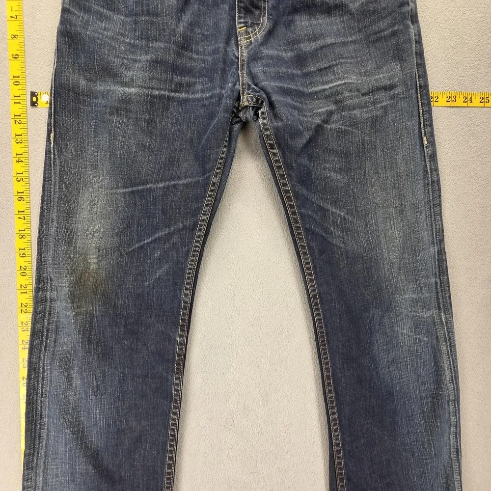 Vintage Levis 504 Jeans Mens Blue Straight Engineered Altered Hem Fits 31x30